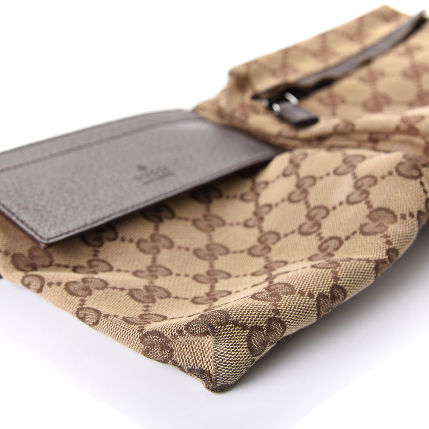 GG Monogram Double Pocket Belt Bag Dark Brown