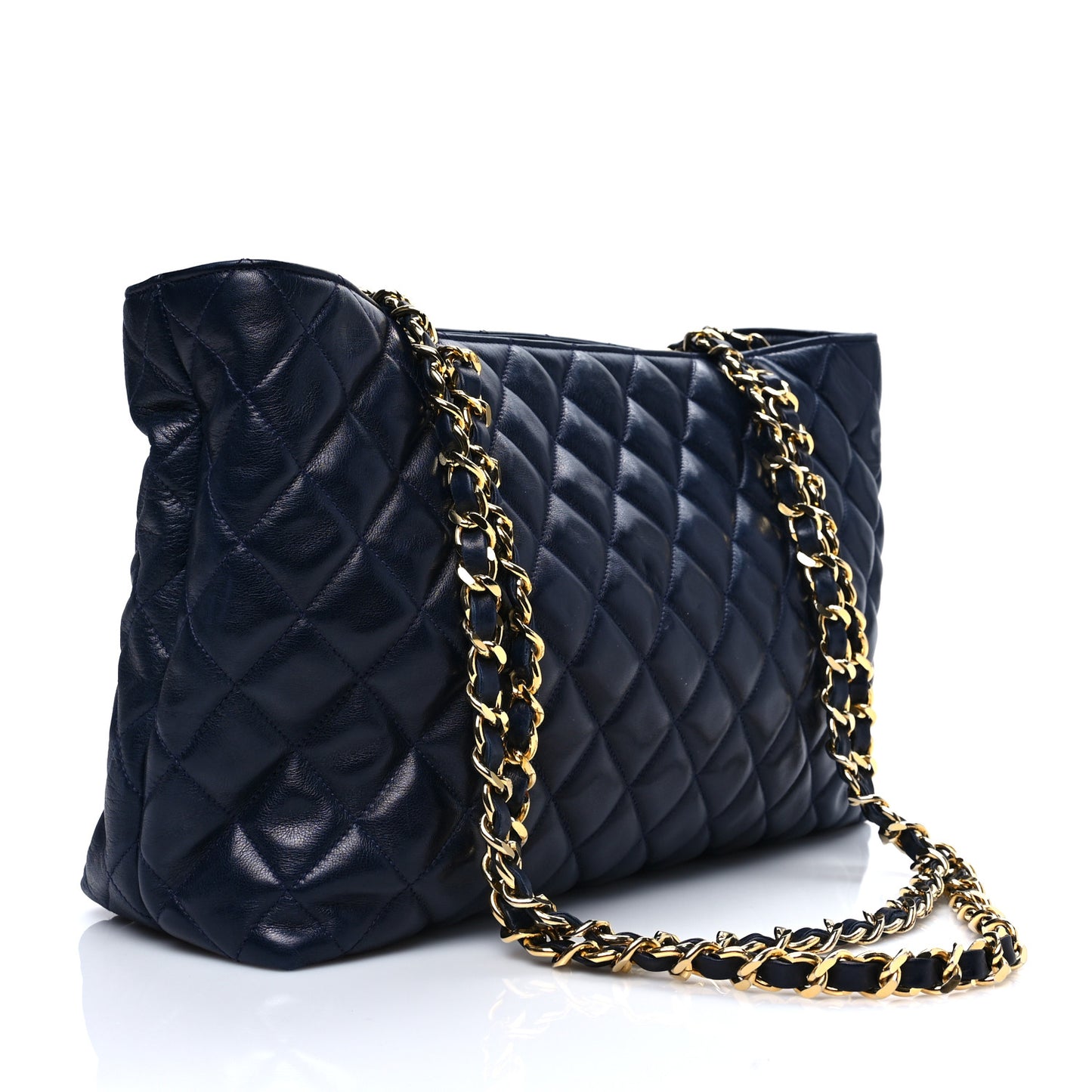 Lambskin Quilted Shoulder Bag Navy