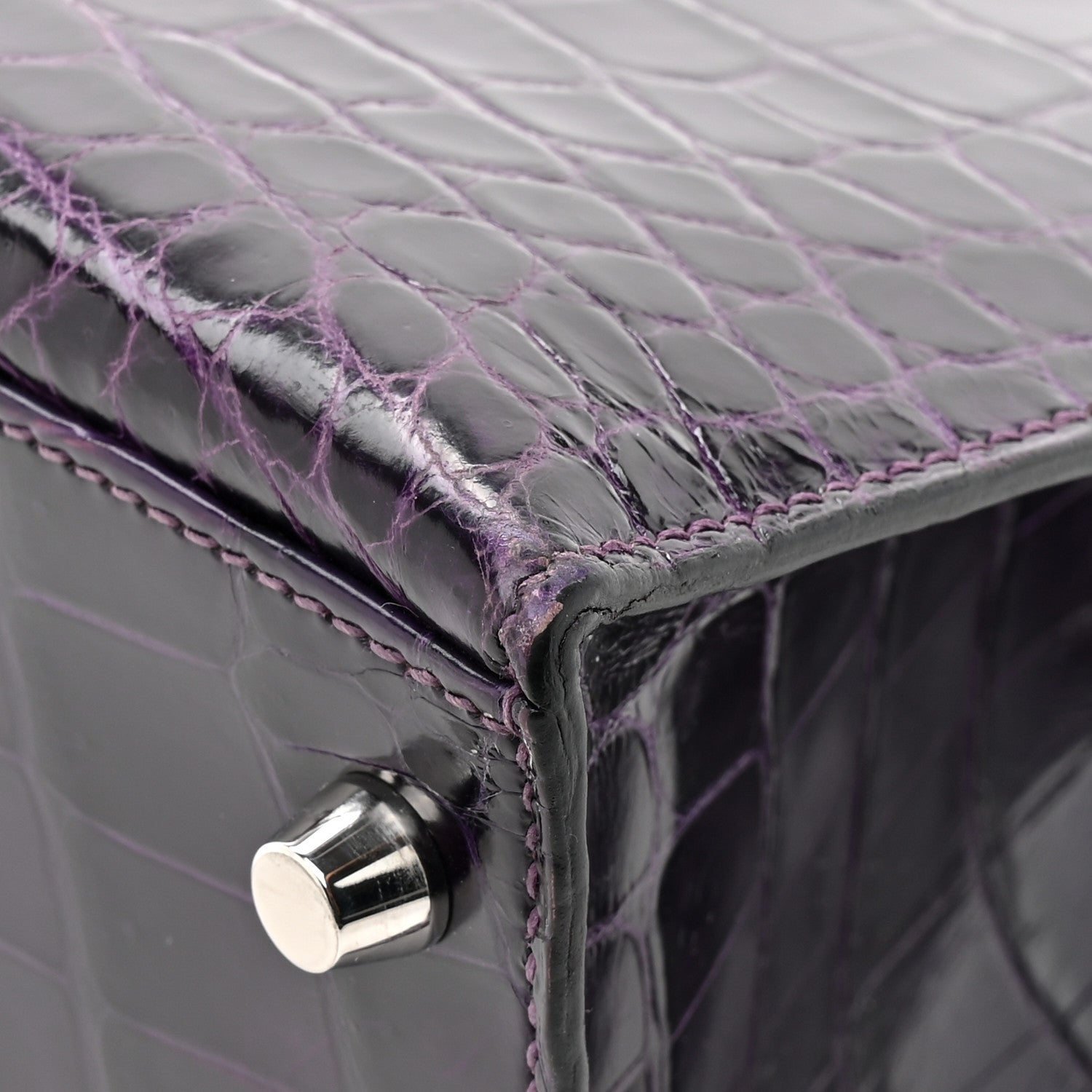 Hermes Shiny Niloticus Crocodile Kelly Sellier 28 Amethyst 22 of 23