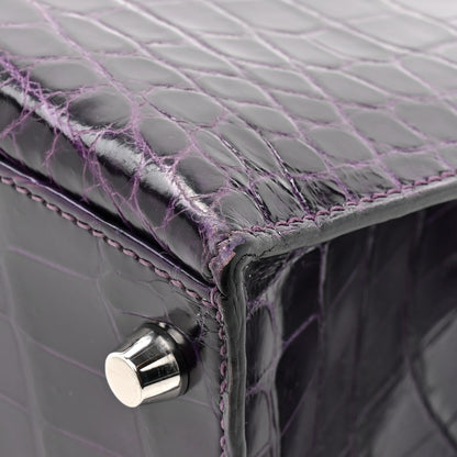 Hermes Shiny Niloticus Crocodile Kelly Sellier 28 Amethyst 22 of 23