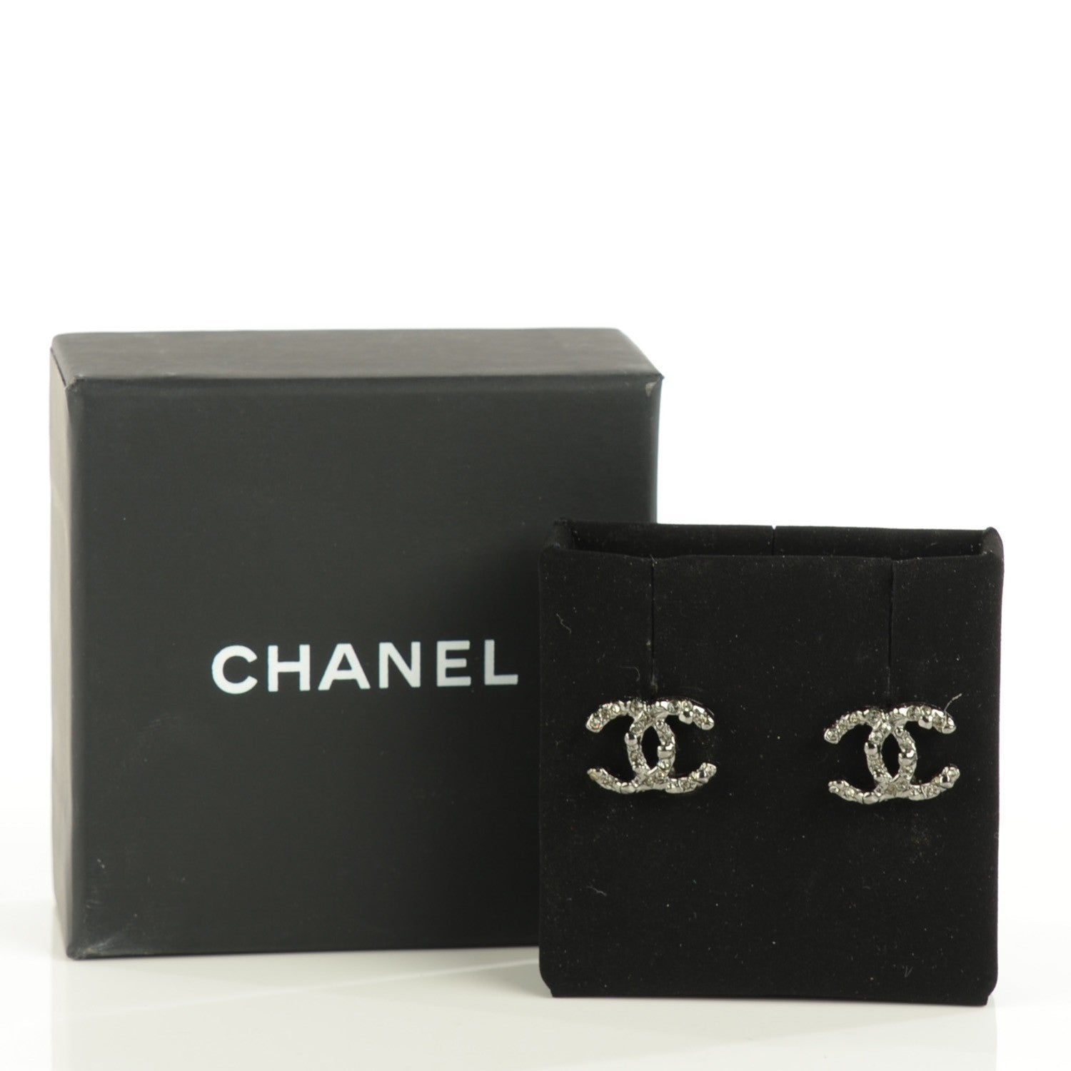 Chanel Crystal CC Earrings Ruthenium 3 of 5