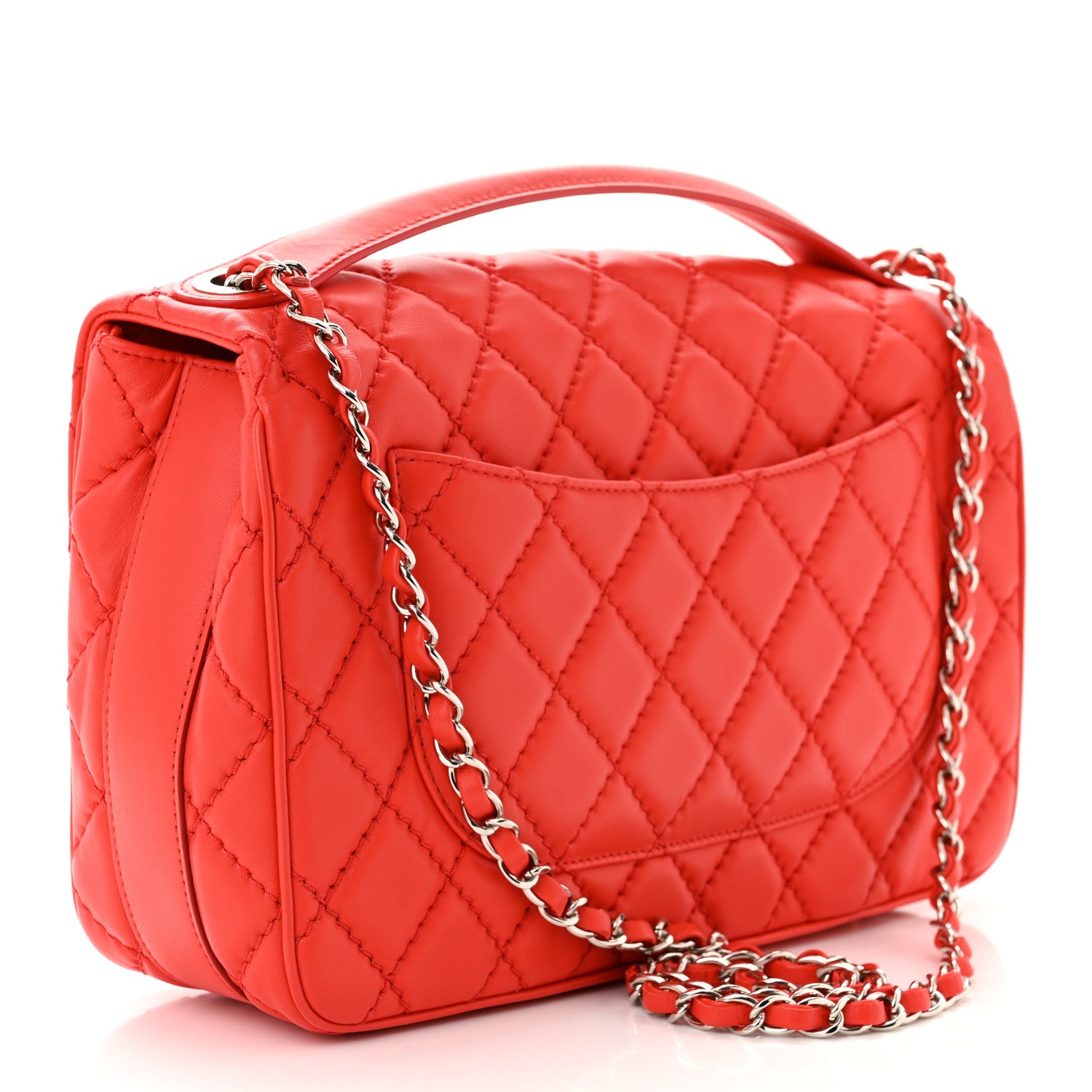 Chanel Lambskin Quilted Easy Carry Jumbo Flap Red 3 of 11