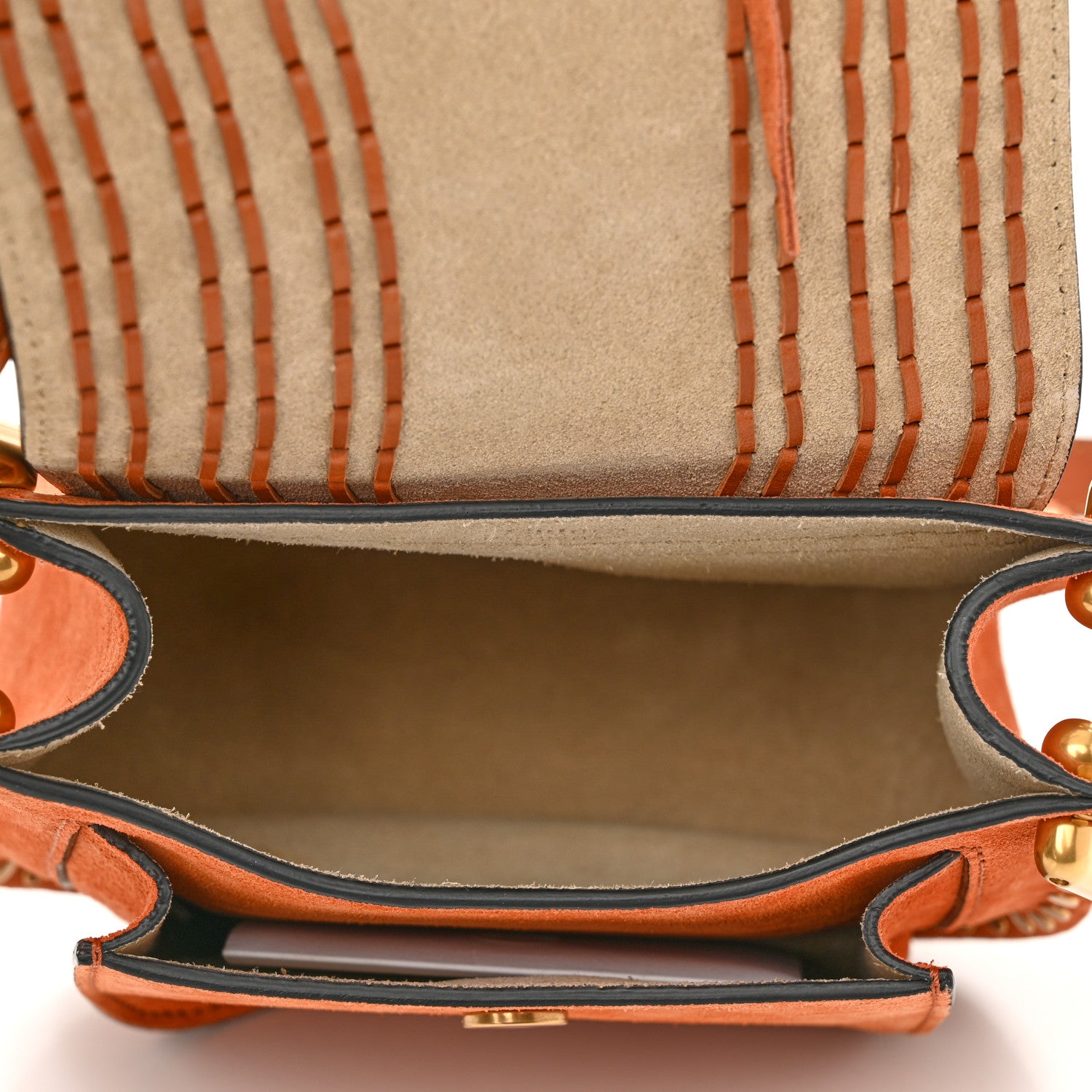 Chloe Suede Calfskin Braided Mini Hudson Shoulder Bag Caramel 5 of 9
