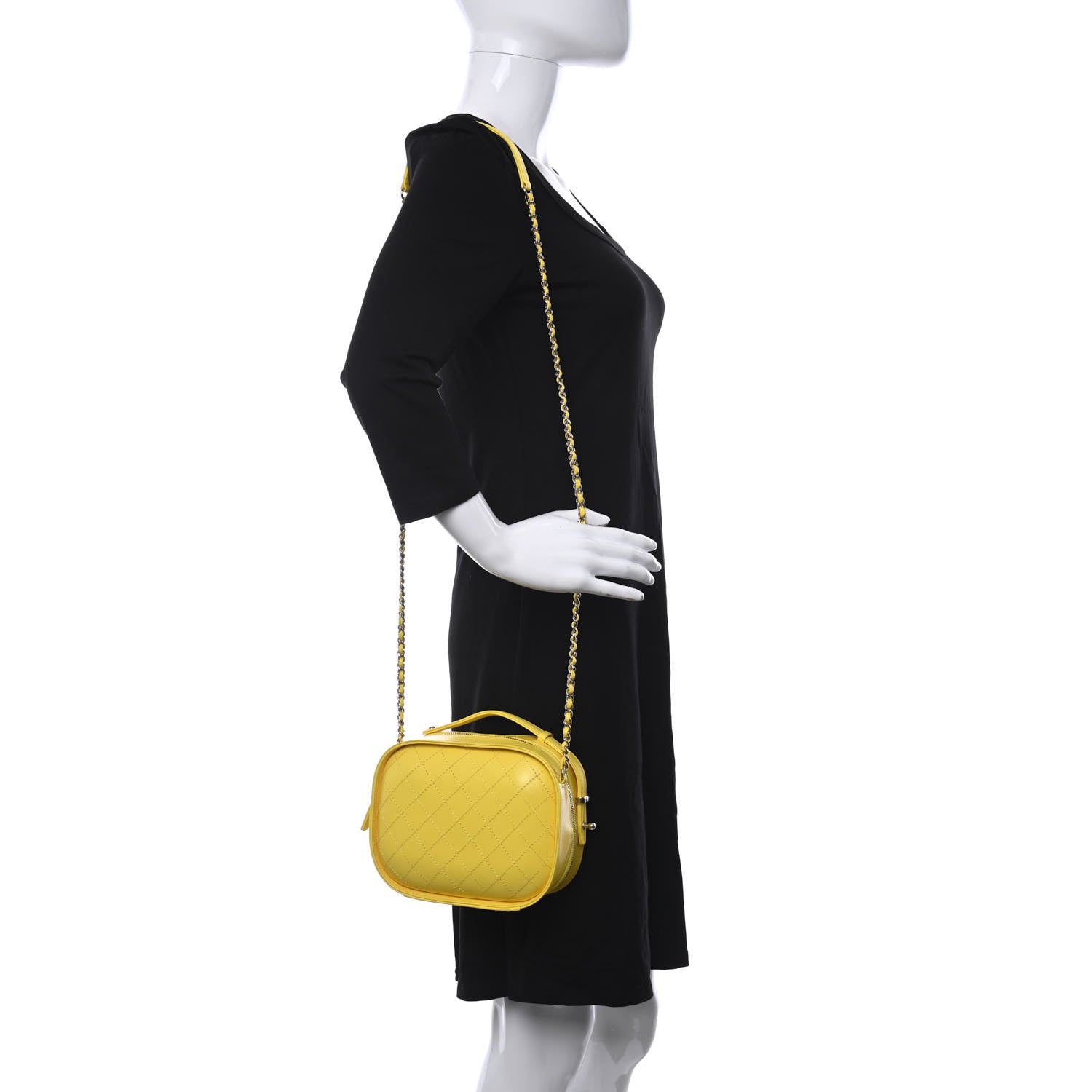 Chanel Crumpled Calfskin Vanity Case Yellow 2 of 11