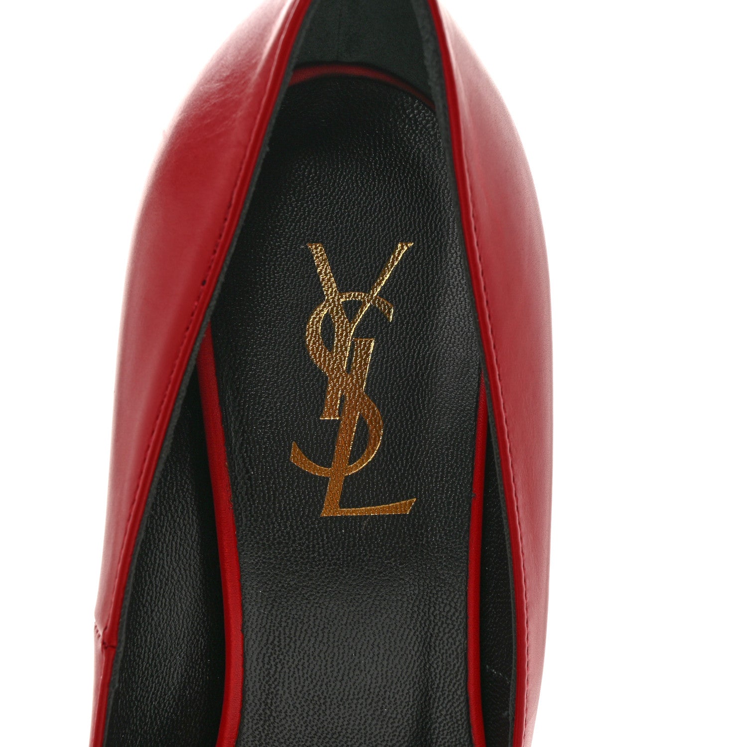 Saint Laurent Seta Calfskin Tribute 105 Platform Pumps 37.5 Rouge Orient 7 of 8