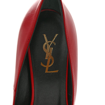 Saint Laurent Seta Calfskin Tribute 105 Platform Pumps 37.5 Rouge Orient 7 of 8