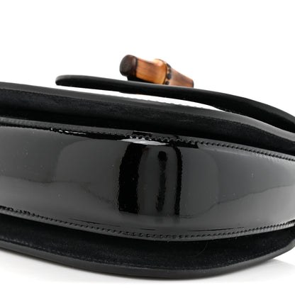 Gucci Patent Crystal Mini Bamboo 1947 Top Handle Chain Bag Black 9 of 10
