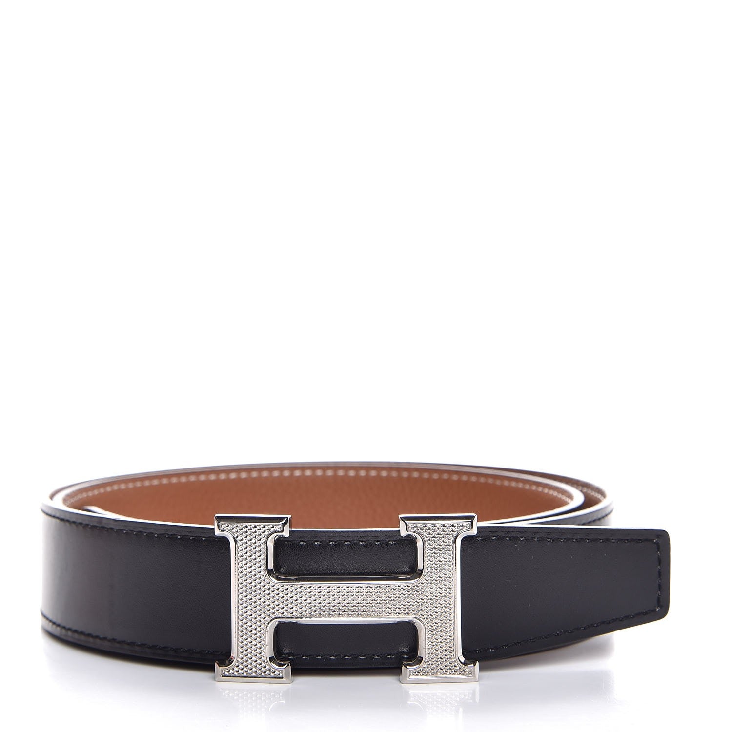 Hermes Box Togo 32mm Guilloche H Belt 90 Black Gold 1 of 9
