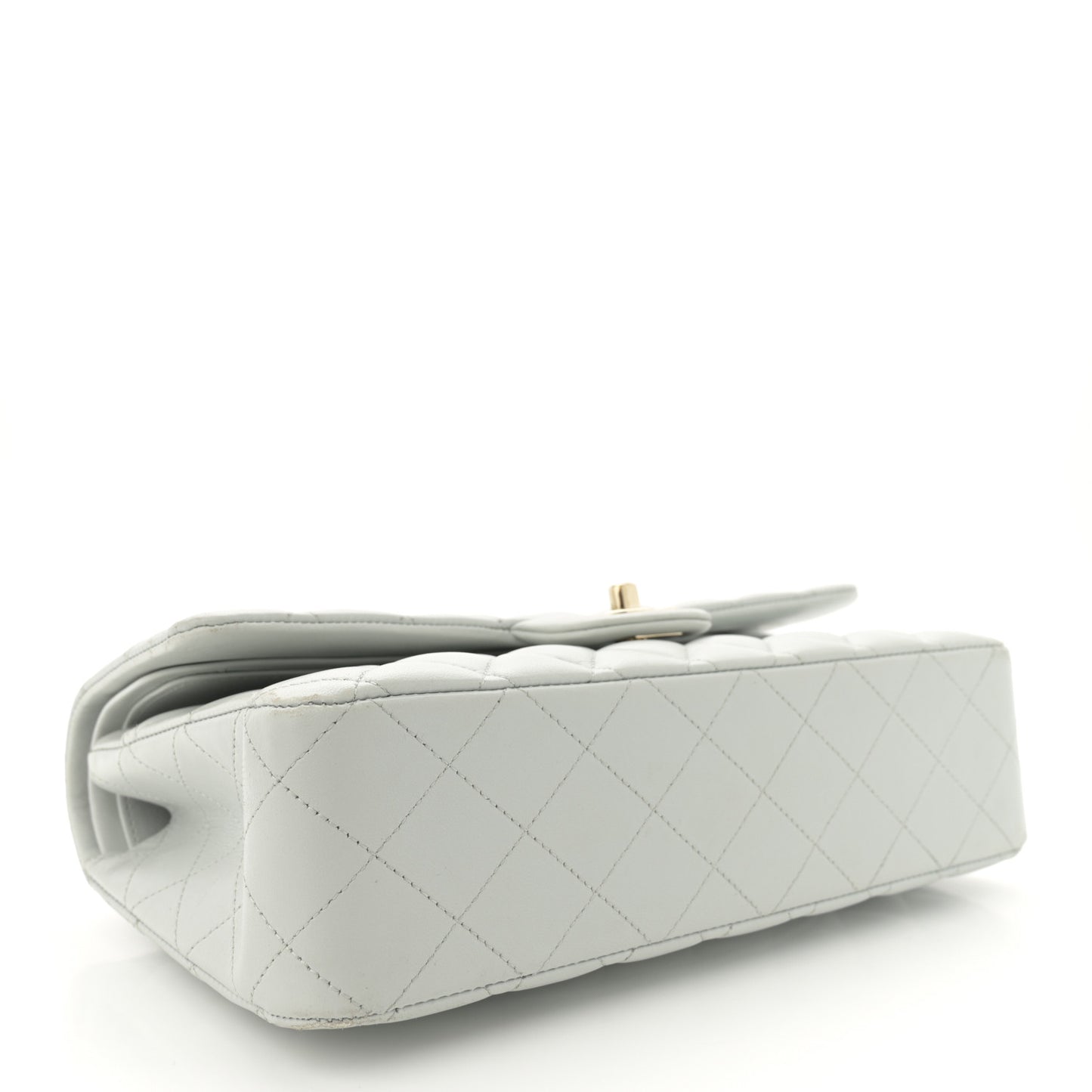 Lambskin Quilted Medium Double Flap Light Blue