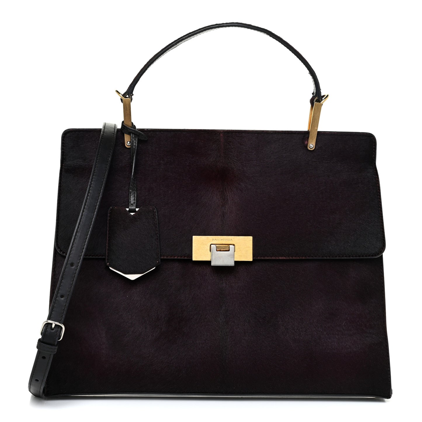 Calf Hair Le Dix Cartable M Shoulder Bag Burgundy