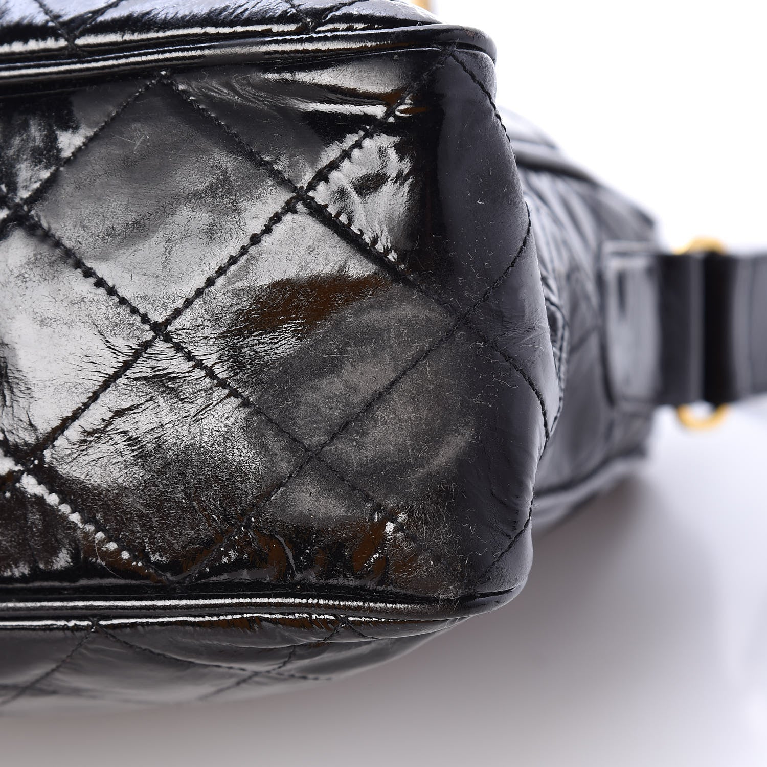 Chanel Patent Quilted Camera Case Bag Black 11 of 13