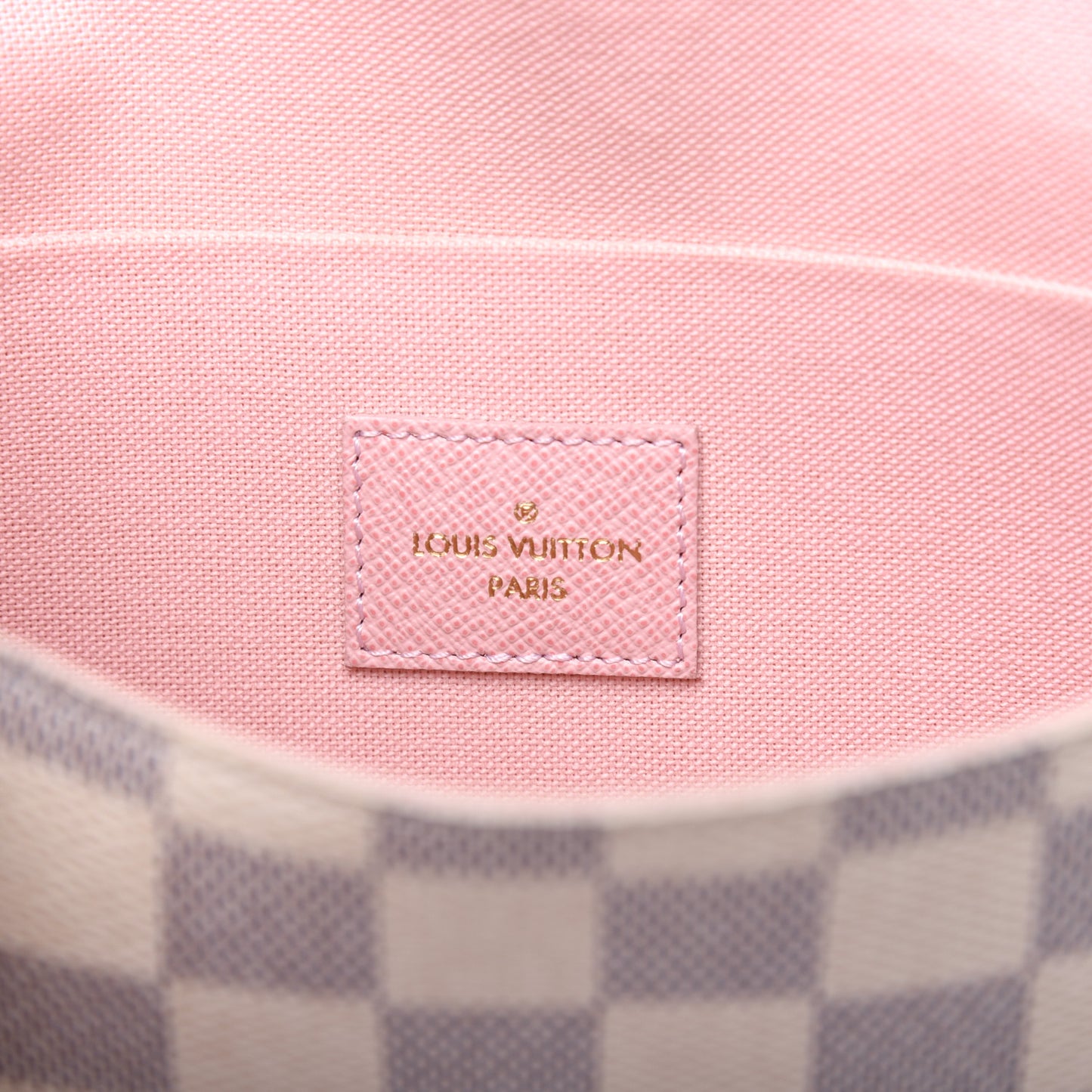Damier Azur Pochette Felicie Chain Wallet Rose Ballerine