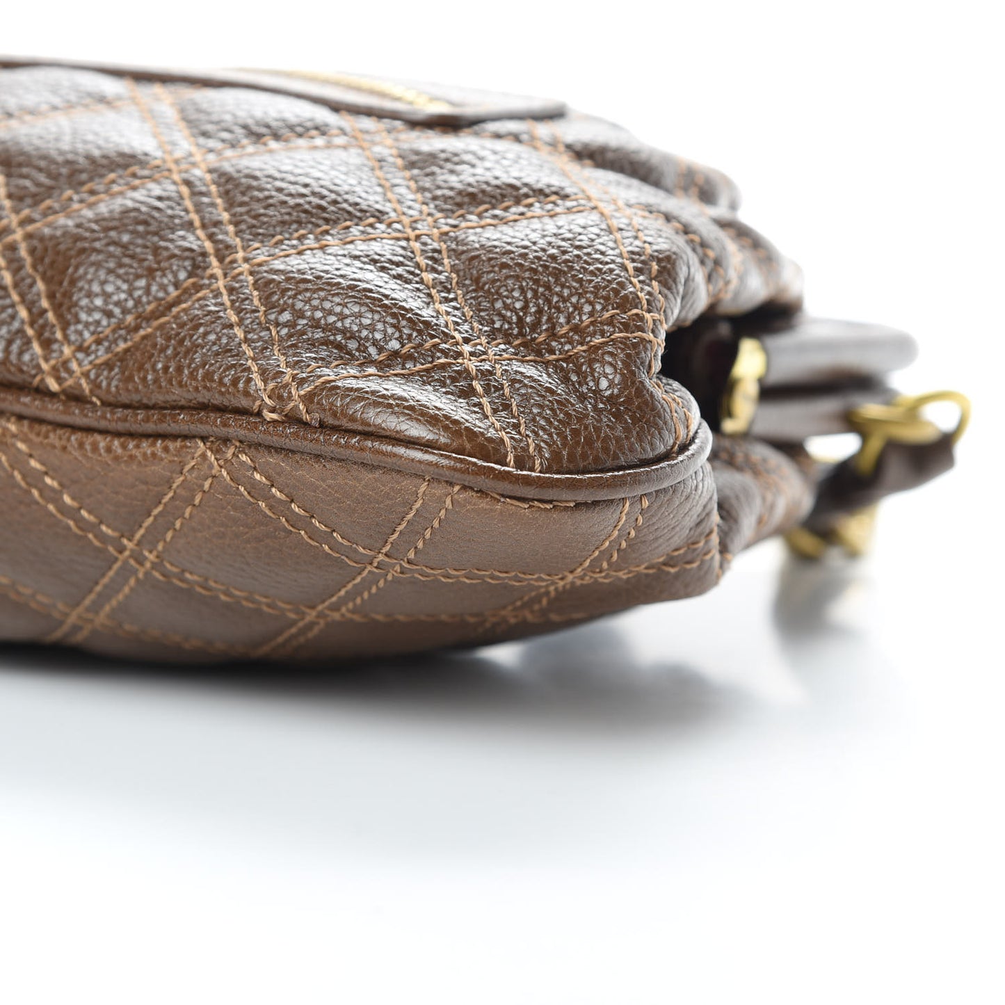 Calfskin Quilted Little Stam Brown