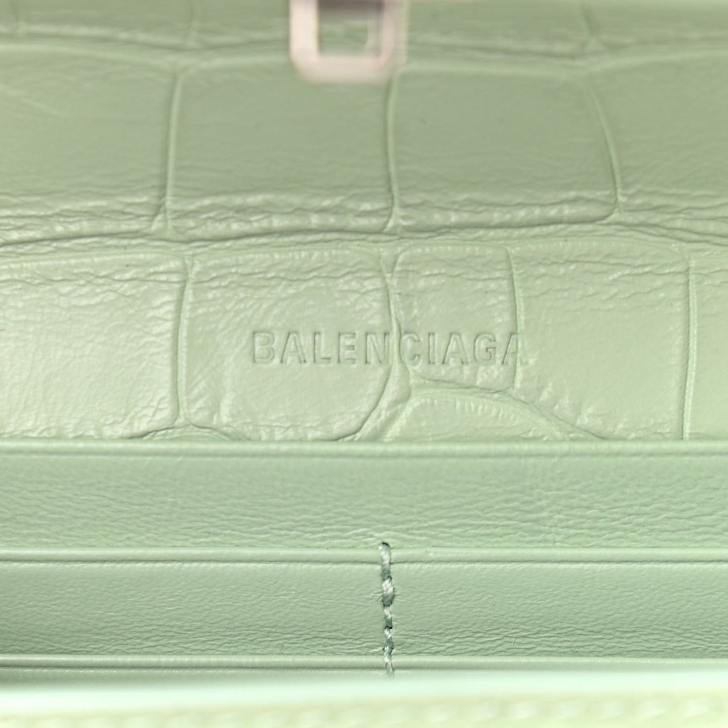 Extra Supple Calfskin Crocodile Embossed Gossip Chain Bag XS Light Green