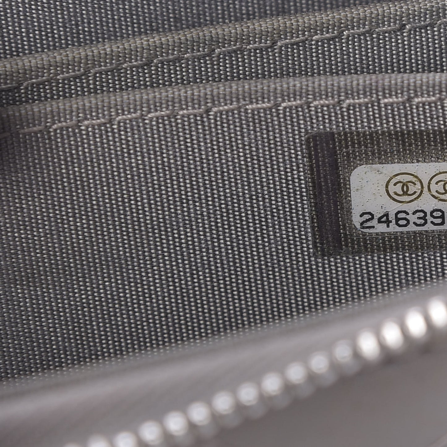 Calfskin Resin Quilted Zip Around Coin Purse Grey