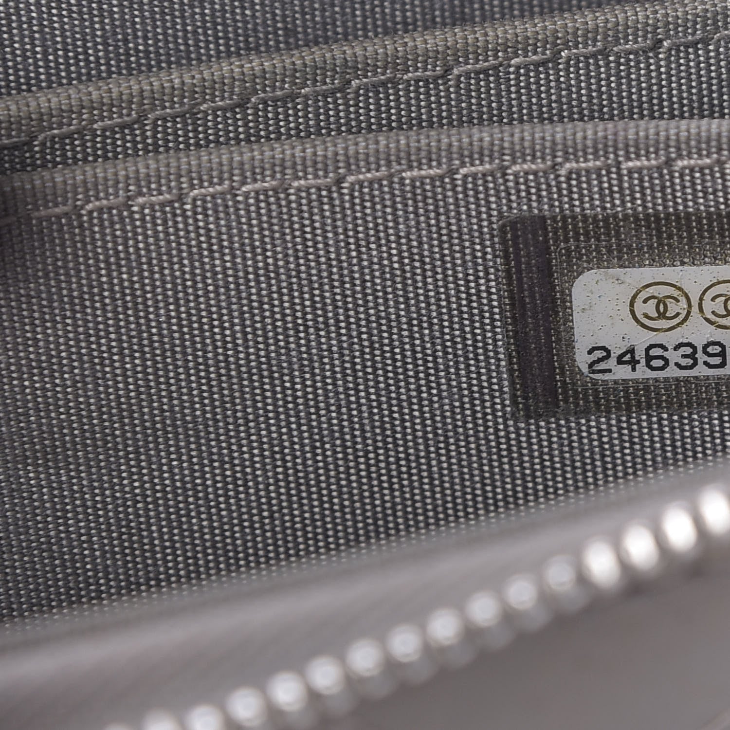 Chanel Calfskin Resin Quilted Zip Around Coin Purse Grey 7 of 9