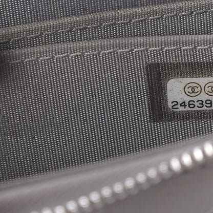 Chanel Calfskin Resin Quilted Zip Around Coin Purse Grey 7 of 9
