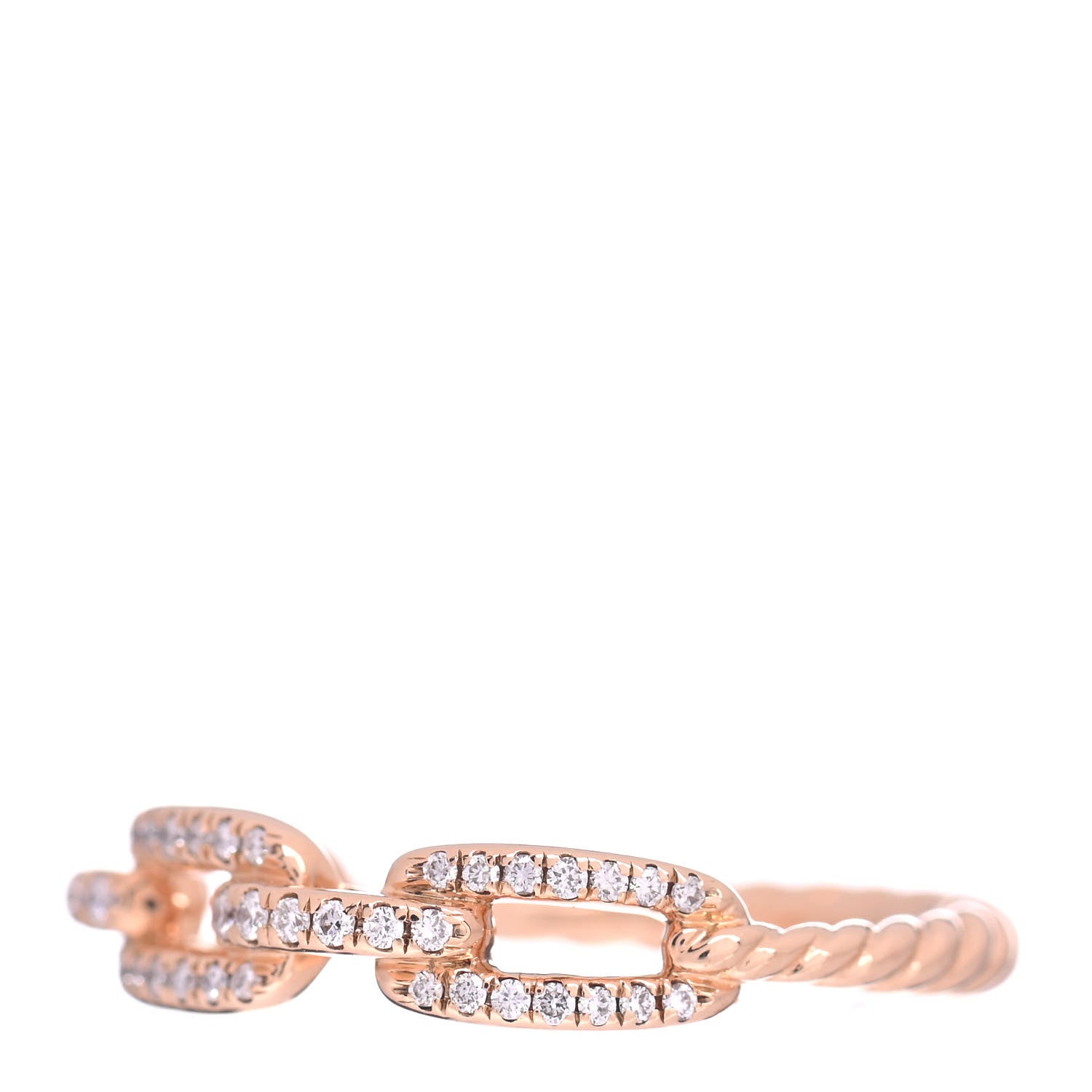 David Yurman 18K Rose Gold Diamond 4.5mm Stax Single Row Chain Link Ring 53 6.25 3 of 5