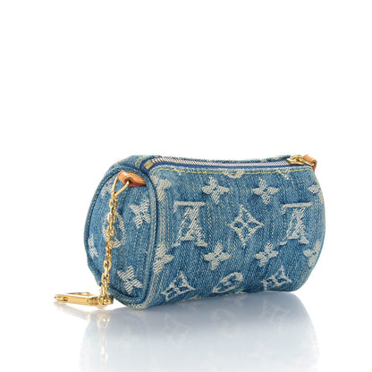 Louis Vuitton Monogram Denim Pochette Speedy PM Key Holder Blue 3 of 7