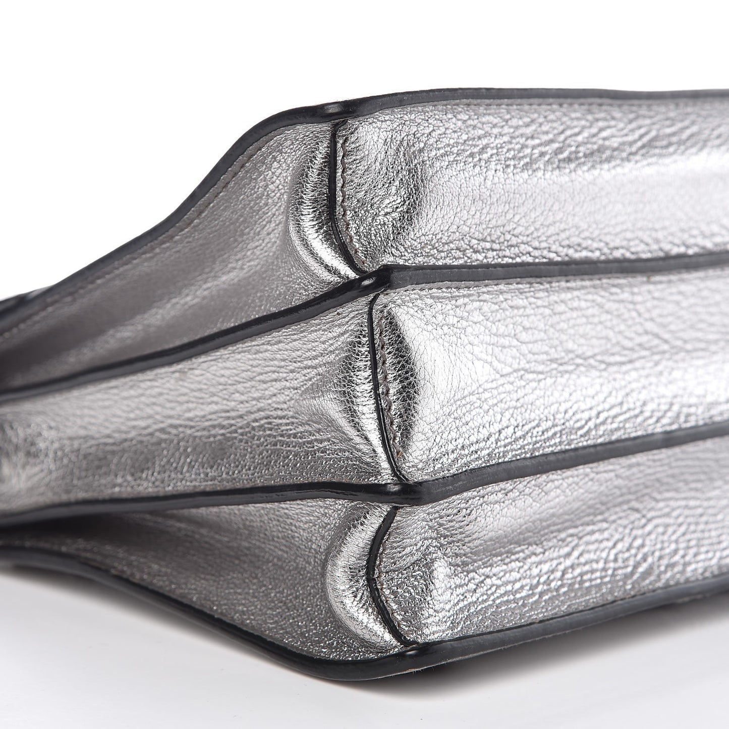 Goatskin Madras Top Handle Bag Silver