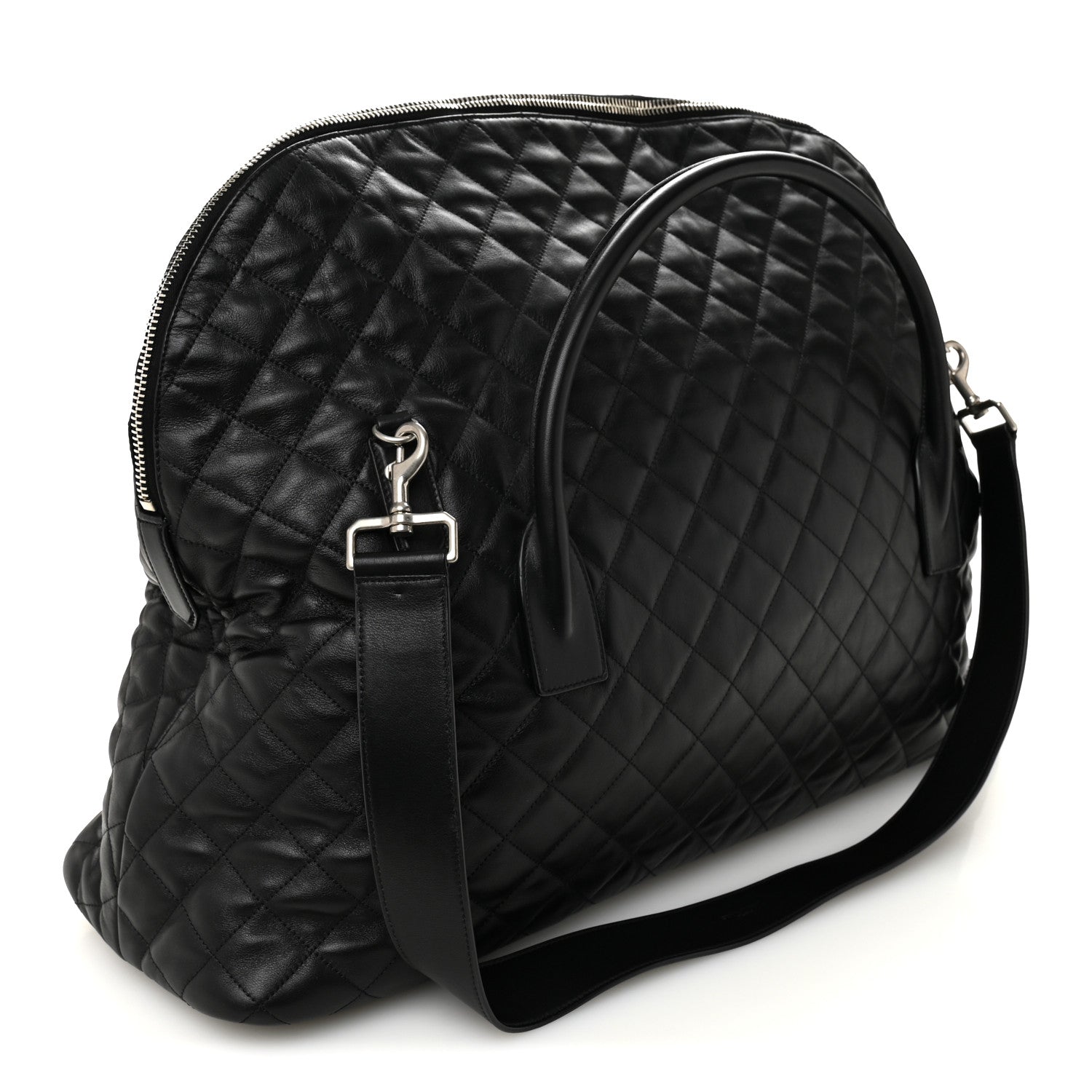Saint Laurent Calfskin Quilted ES Giant Travel Bag Black 2 of 9