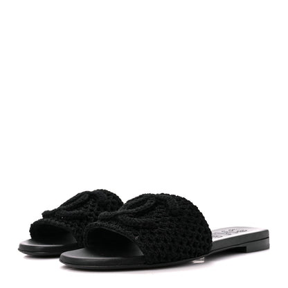 Chanel Crochet CC Mules Sandals 37 Black 4 of 9