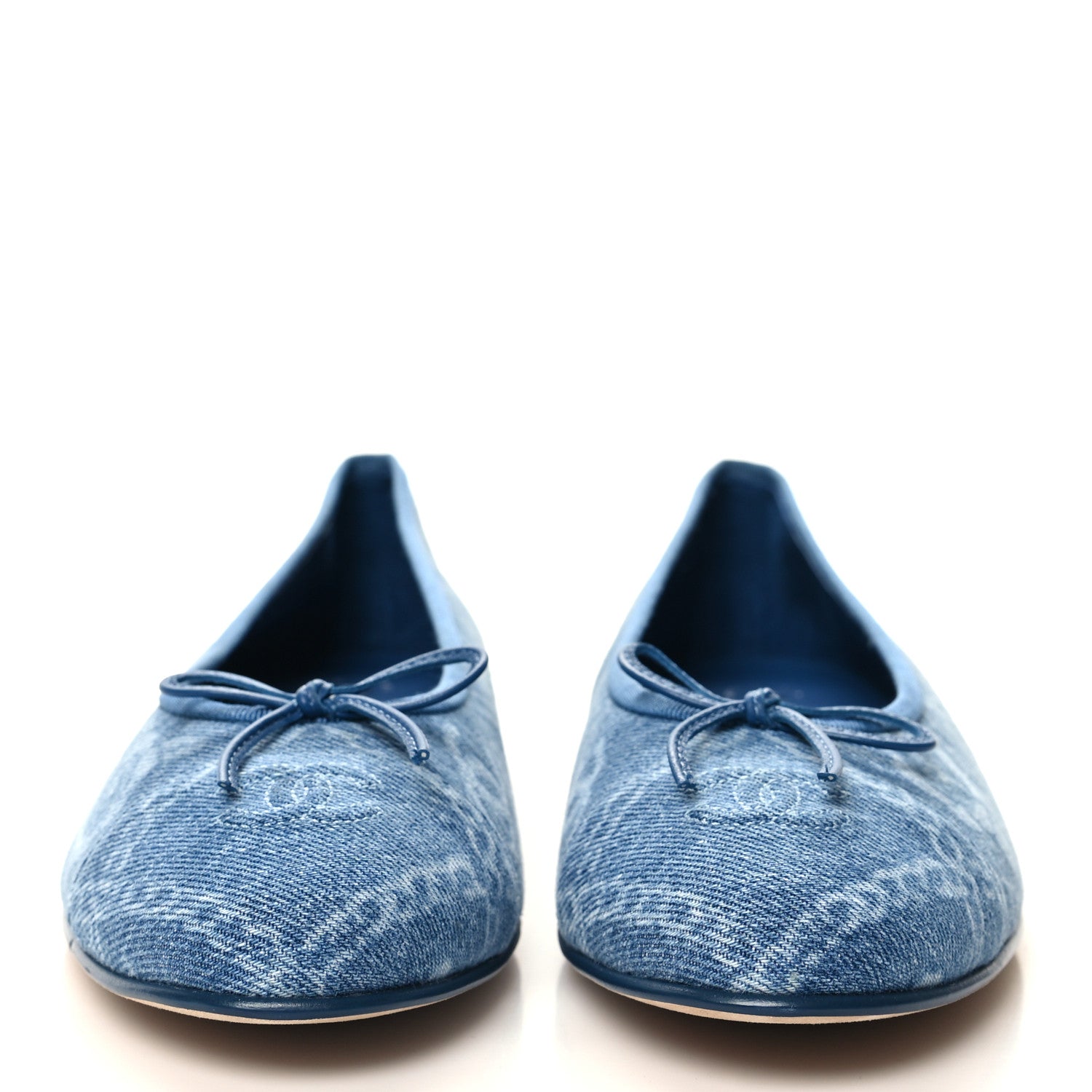 Chanel Denim Printed Cap Toe Ballerina Flats 41 Blue 3 of 9