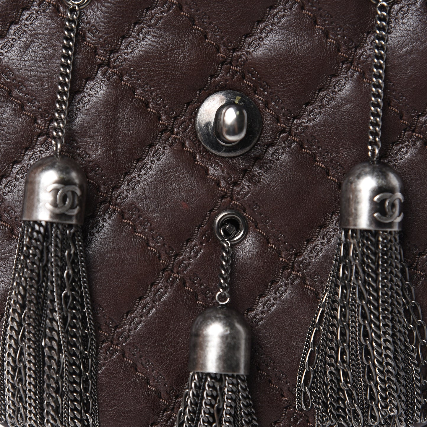 Calfskin Coco Sporran Small Tassel Flap Dark Brown