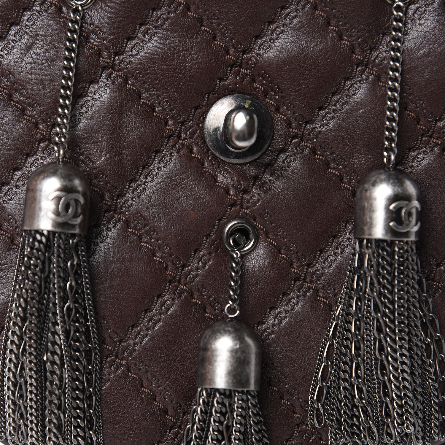 Chanel Calfskin Coco Sporran Small Tassel Flap Dark Brown 12 of 12