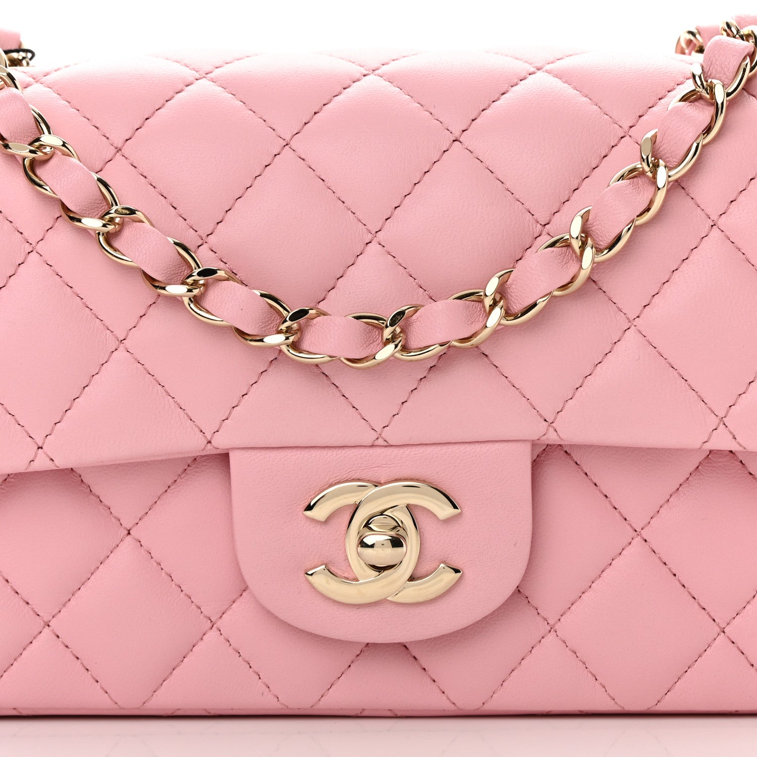Chanel Lambskin Quilted Mini Rectangular Flap Pink 7 of 10