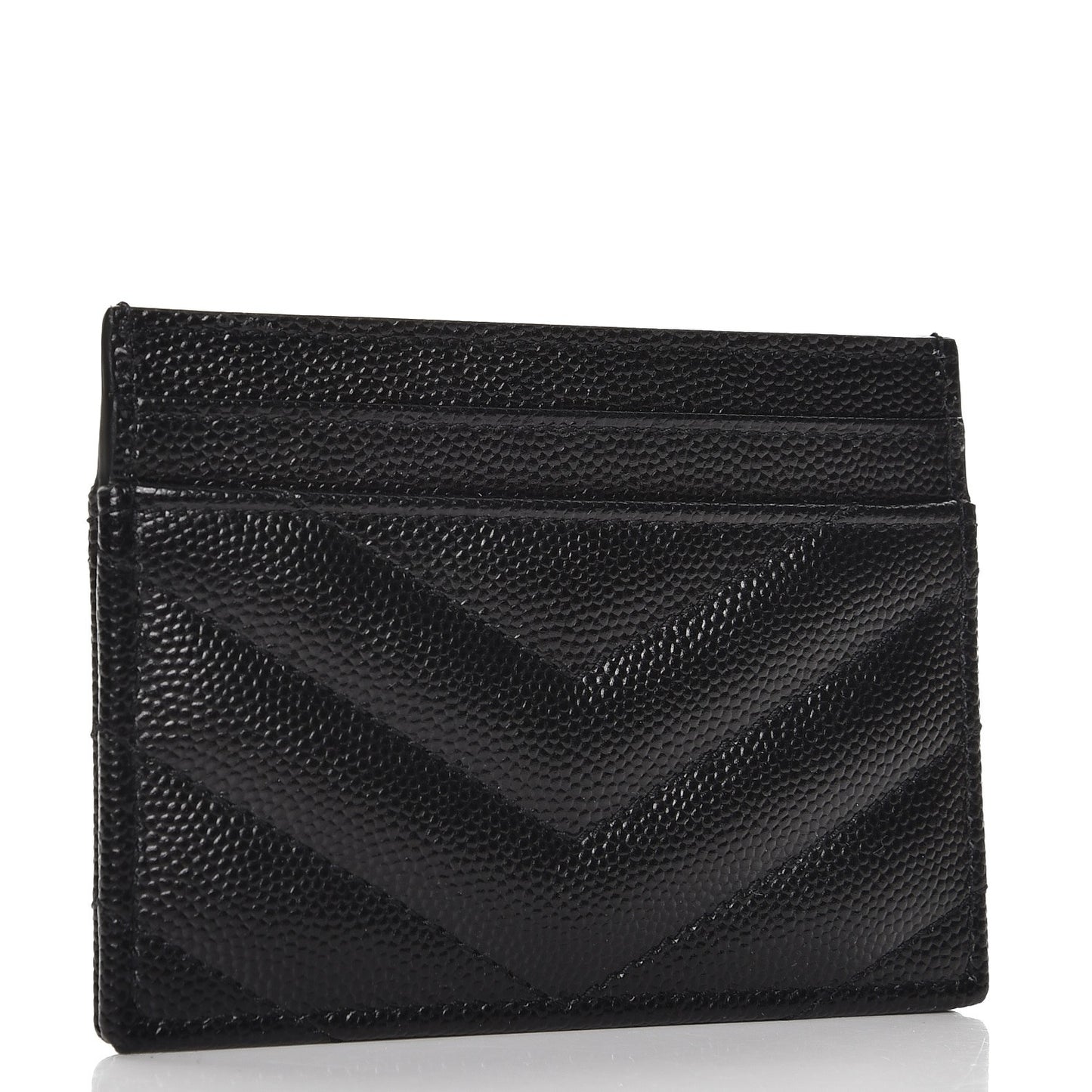 Grain De Poudre Matelasse Chevron Monogram Credit Card Case Black