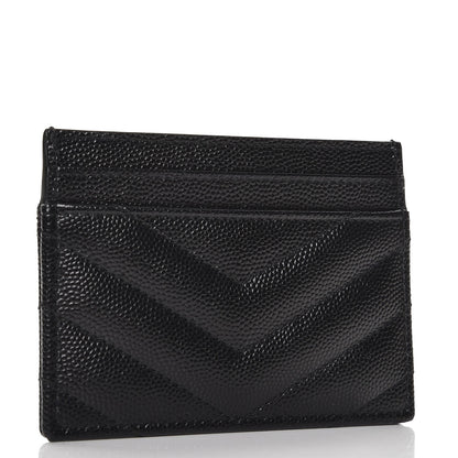Saint Laurent Grain De Poudre Matelasse Chevron Monogram Credit Card Case Black 3 of 7