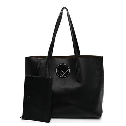 Fendi Vitello Vienna Enamel F is Fendi Shopping Tote Black Taupe 3 of 11