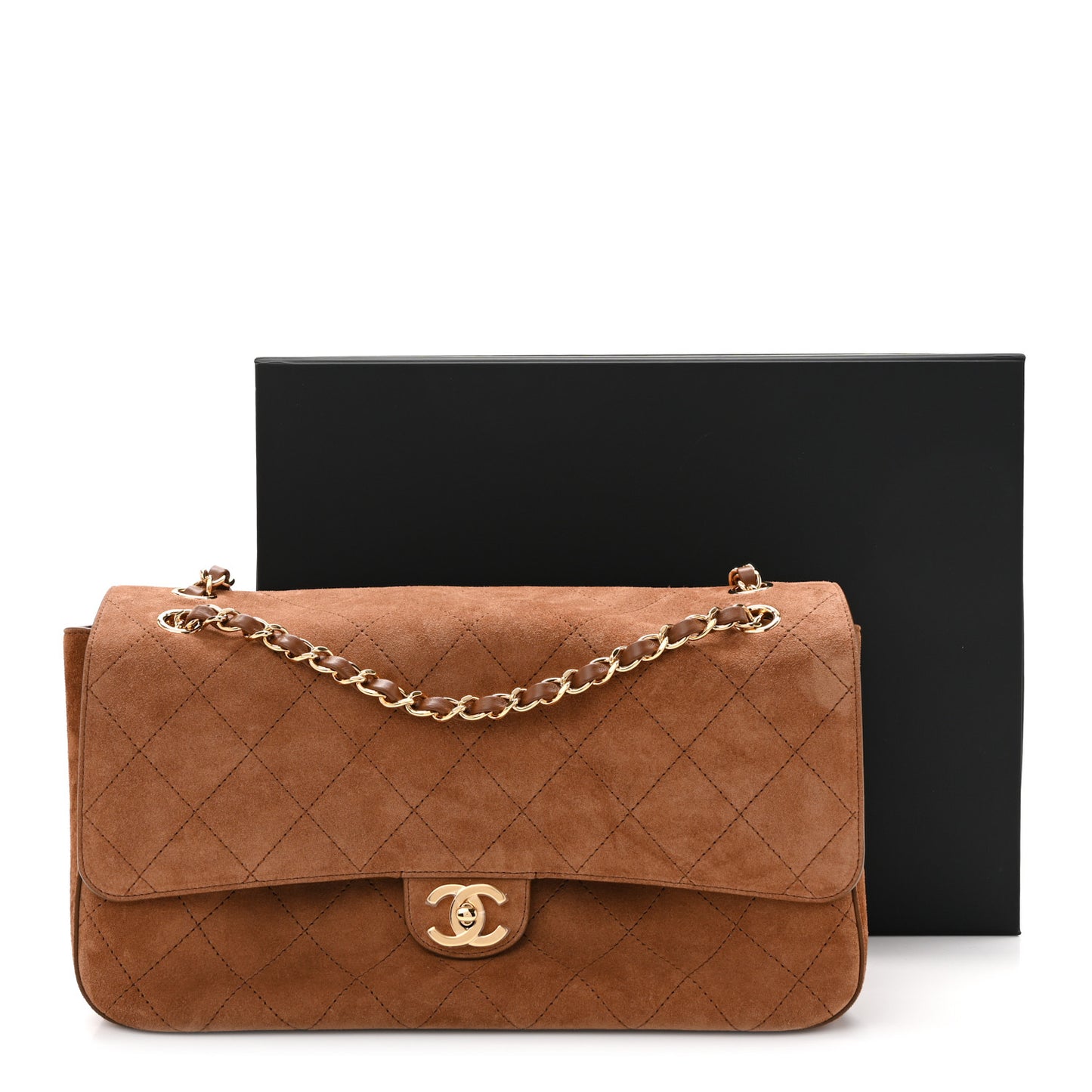 Suede Calfskin Small Souplissimo Maxi Flap Camel