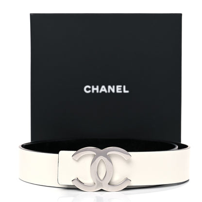 Chanel Patent Calfskin CC Reversible Belt 80 32 Black White 5 of 5