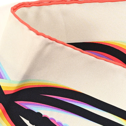 Hermes Silk Brides De Gala Shadow Pocket Square Creme Black Rose Fluo 4 of 4