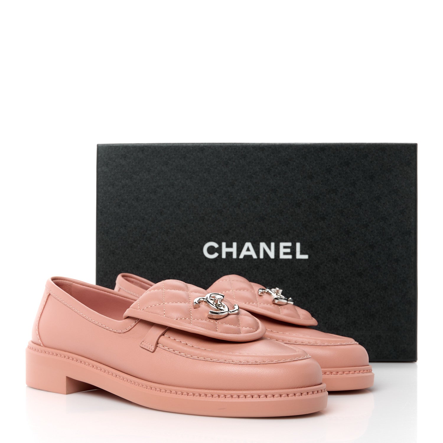 Chanel Lambskin Quilted CC Turnlock Loafers 37 Dark Pink 10 of 10
