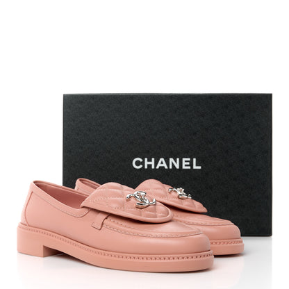 Chanel Lambskin Quilted CC Turnlock Loafers 37 Dark Pink 10 of 10
