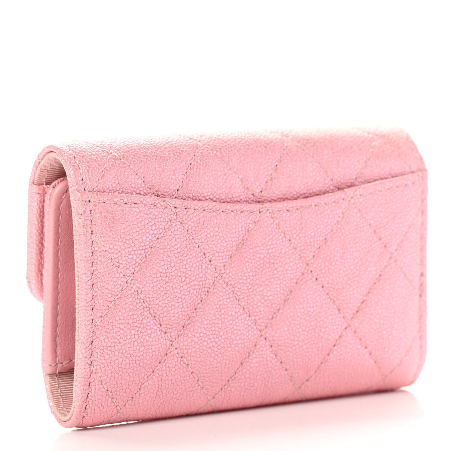 Chanel Iridescent Caviar Quilted Classic 4 Key Holder Wallet Pink 3 of 9