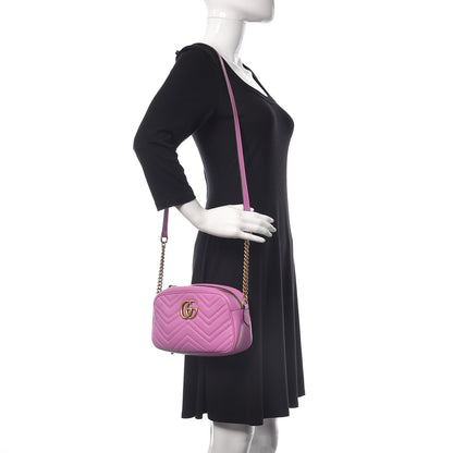 Gucci Calfskin Matelasse Small GG Marmont Chain Shoulder Bag Candy Mousse 2 of 11