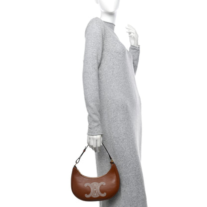 Celine Smooth Calfskin Triomphe Embroidered Ava Shoulder Bag Tan 2 of 11