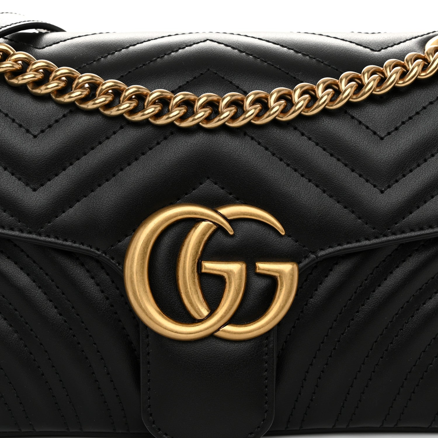 Gucci Calfskin Matelasse Small GG Marmont Shoulder Bag Black 8 of 10