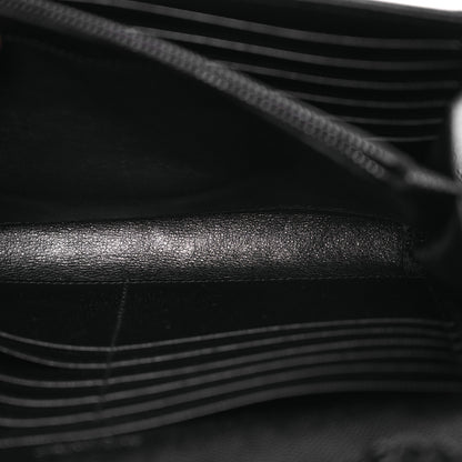 Saint Laurent Grain De Poudre Matelasse Chevron Monogram Monochrome Envelope Chain Wallet Black 5 of 15
