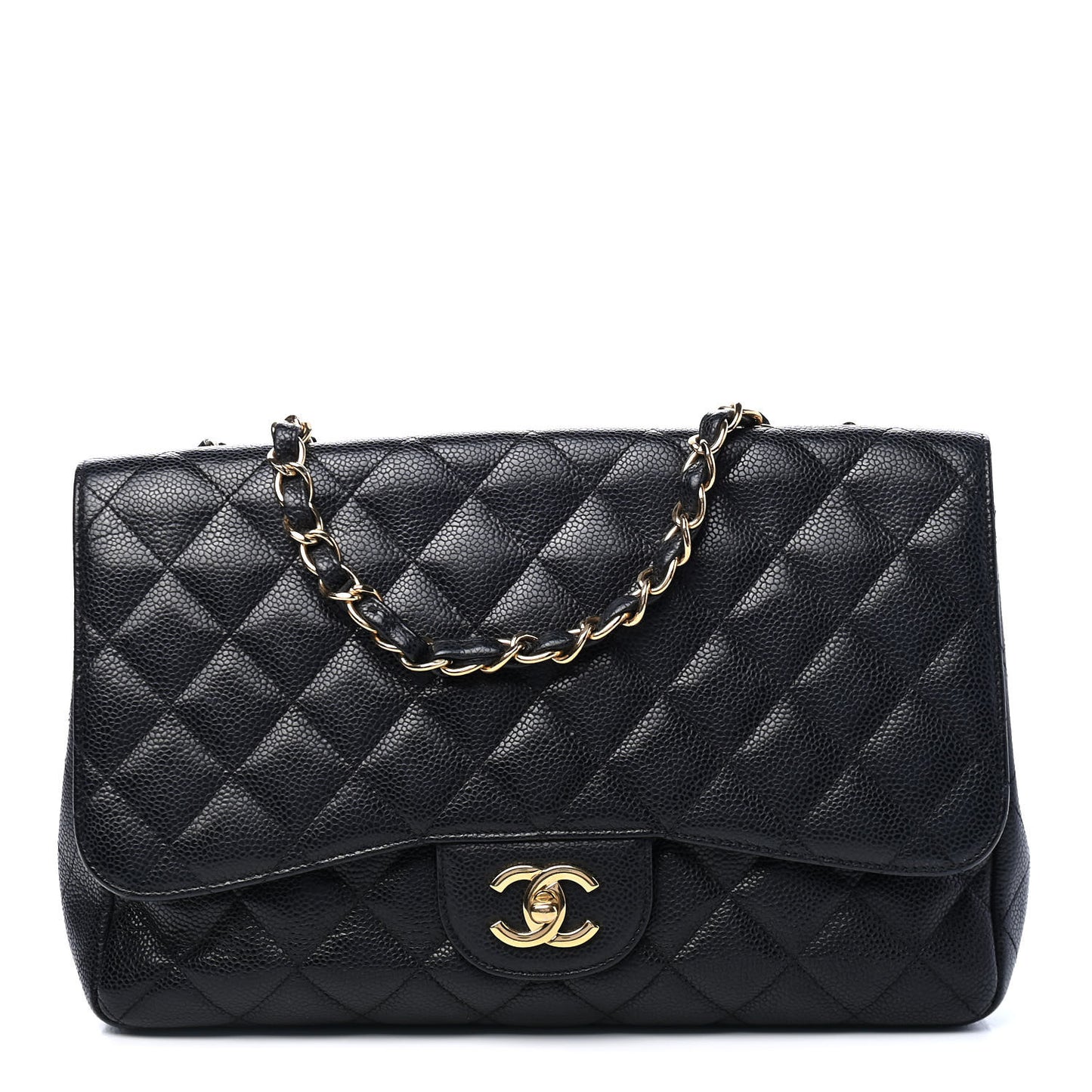 Caviar Quilted Jumbo Single Flap Black