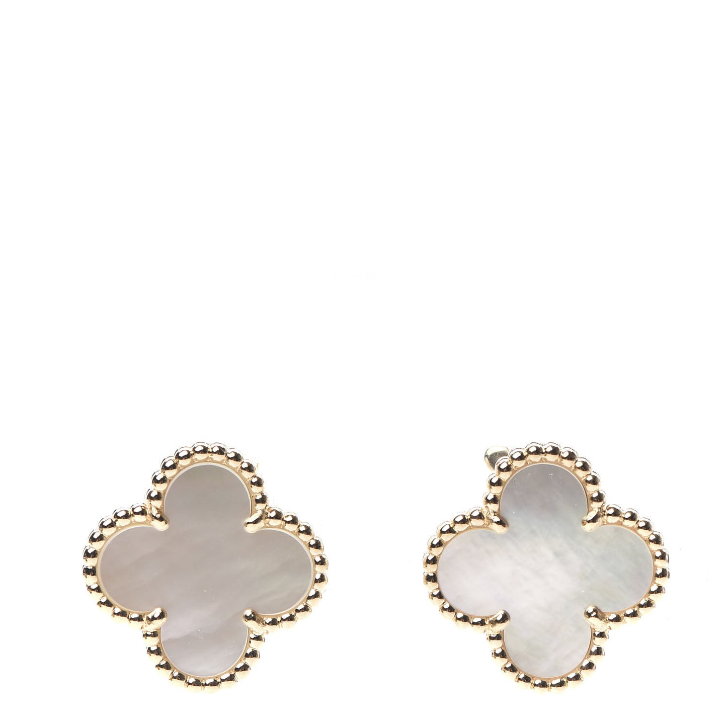 18K Yellow Gold Mother of Pearl Vintage Alhambra Earrings