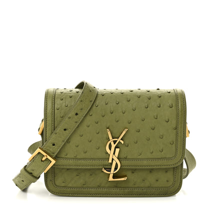 Saint Laurent Ostrich Small Solferino Satchel Vert Olive 1 of 11