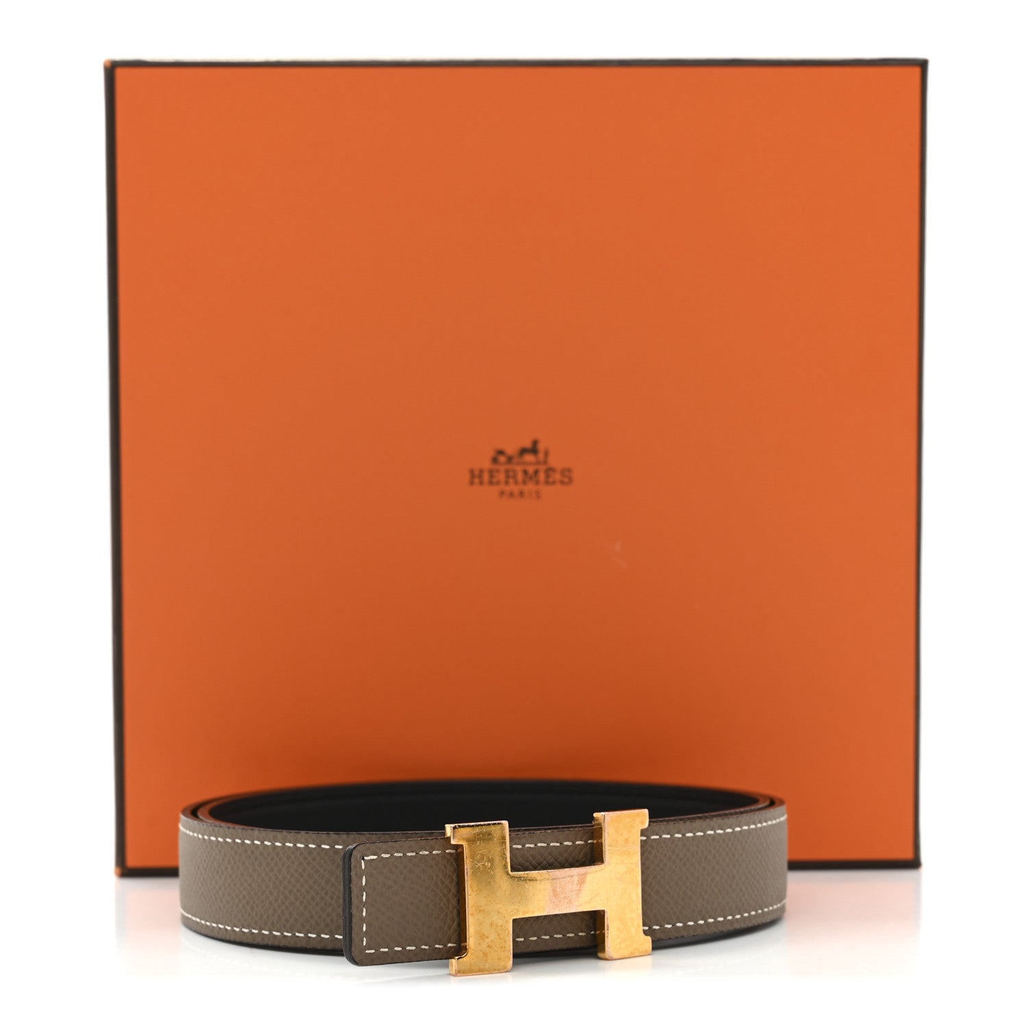 Hermes Swift Epsom 24mm Mini Constance H Belt 75 30 Black Etoupe
