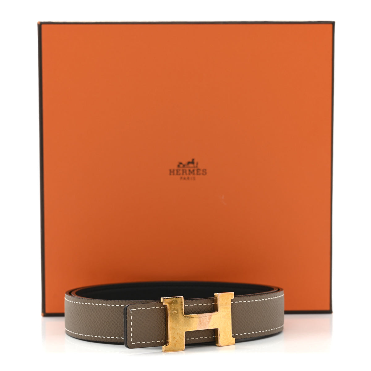 Hermes H belt 24mm ✨ Hermès Reversible Belt ✨ 24mm Noir/Gold with mini H belt  main image 4