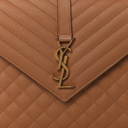 Saint Laurent Grain De Poudre Textured Mixed Matelasse Triquilt Large Monogram Satchel Naturel 7 of 9