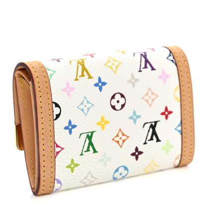 Louis Vuitton Monogram Multicolor Porte-Monnaie Plat Coin Purse White 3 of 6